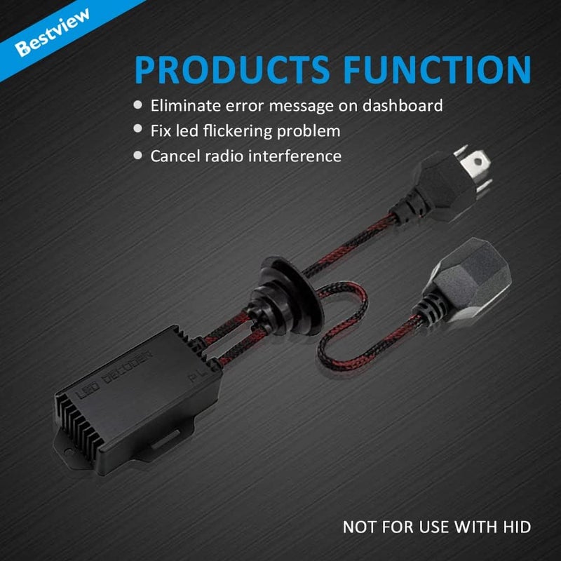 Best View جهاز فك تشفير LED H4 9003 Canbus مضاد للوميض، مقاوم للخطأ، محول مقاوم، عبوة من 2 - Image 4